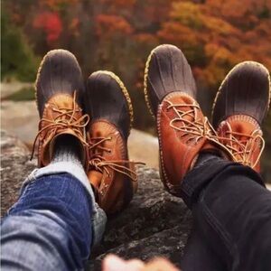 LL Bean Women’s Duck Boots Brown Rubber Leather – Size 6 LL Bean